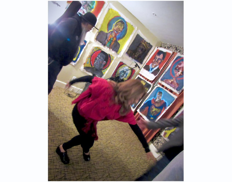 Patricia Maldonado interpretive dance performance at the Lafayette Hotel with paintings by Larry Caveney
